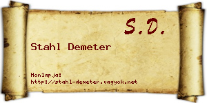 Stahl Demeter névjegykártya